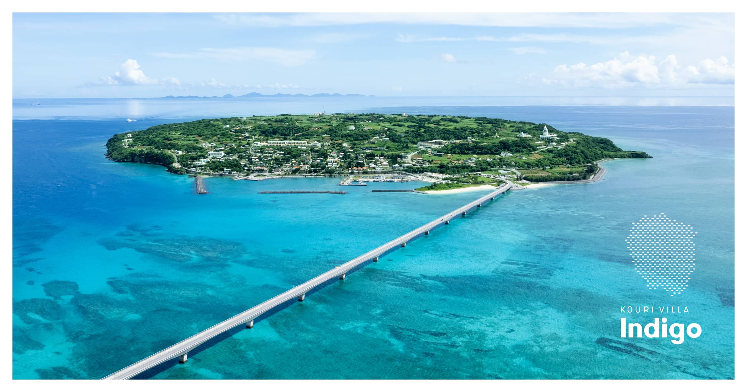 KOURI VILLA Indigo — 沖縄・古宇利島 · 藍を基調にした複合素材テラスのプライベートヴィラ