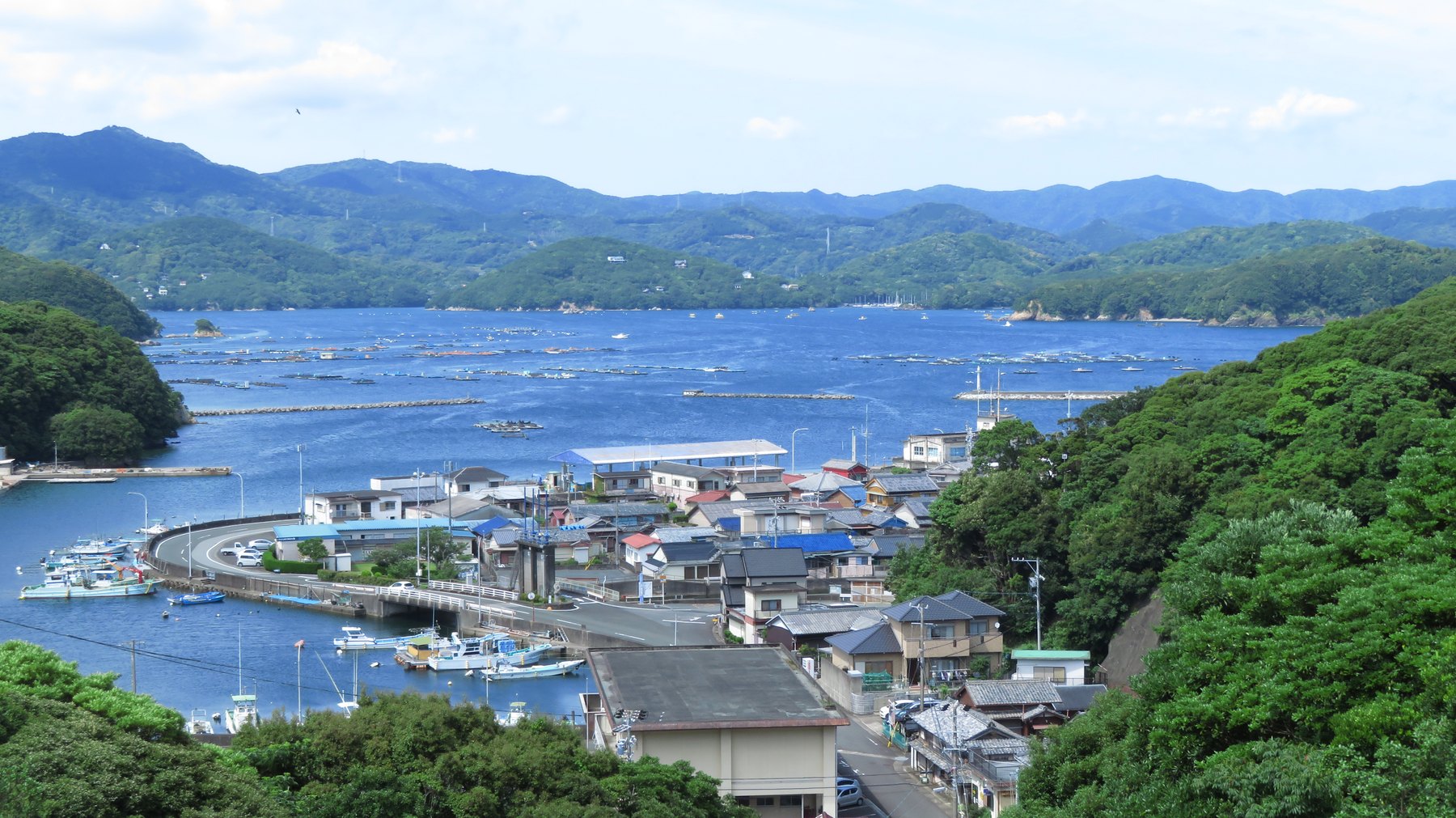 ニューはまぐち屋旅館 — 三重・南伊勢町 礫浦 · 五ヶ所湾を見下ろす高台に建つ、全室オーシャンビューの宿